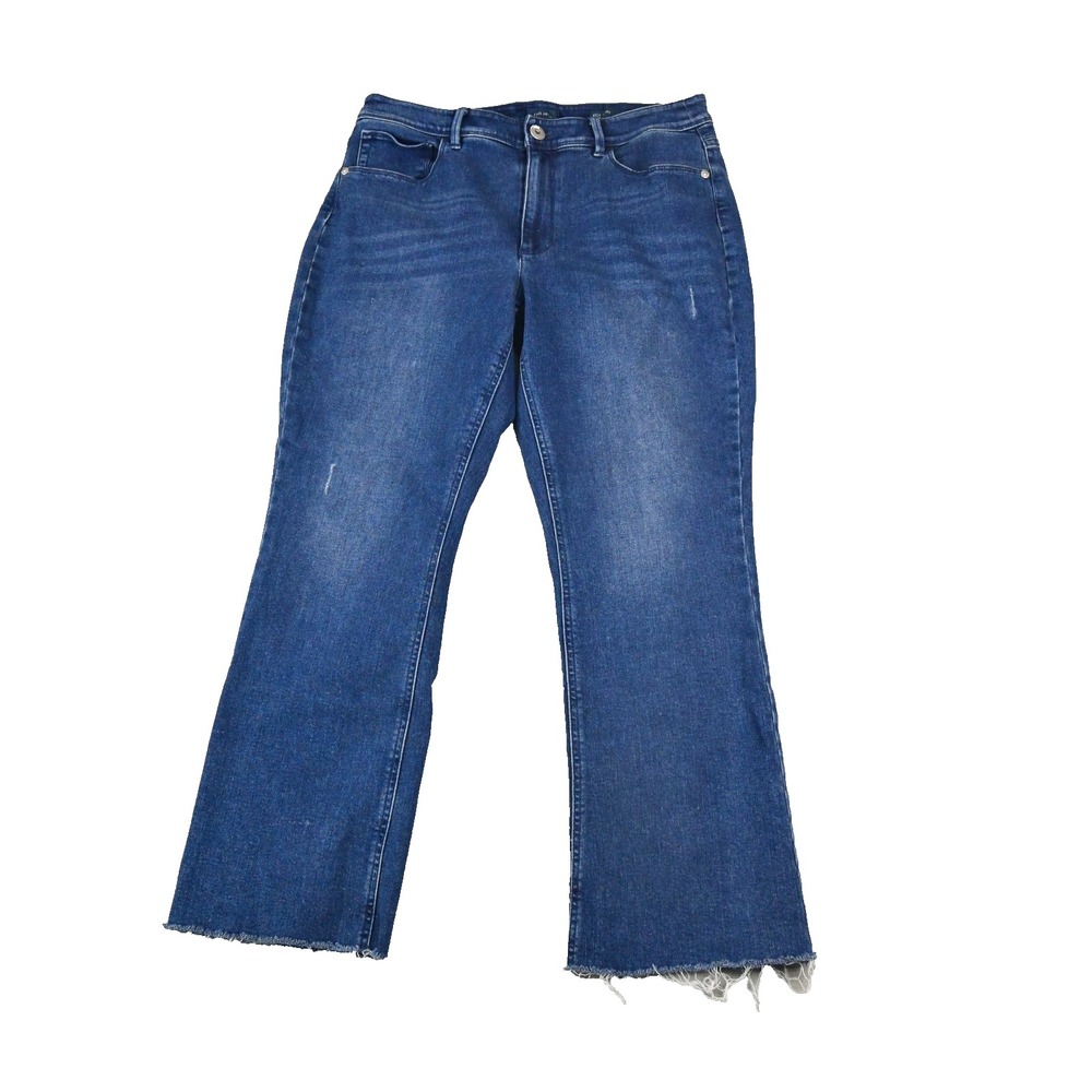 J Jill Kick Flare Jeans Womens 8 (29x25) Blue Denim Raw Hem